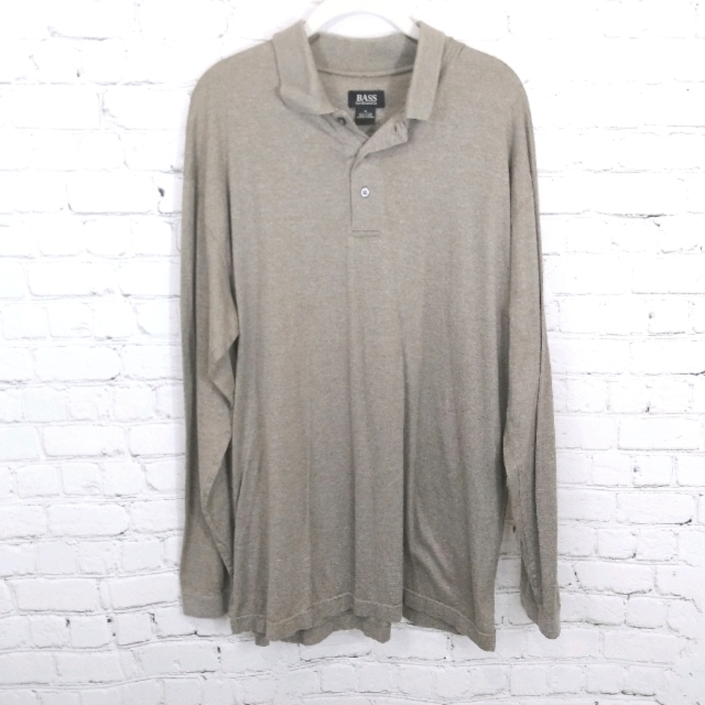 Bass long sleeve heather brown polo shirt